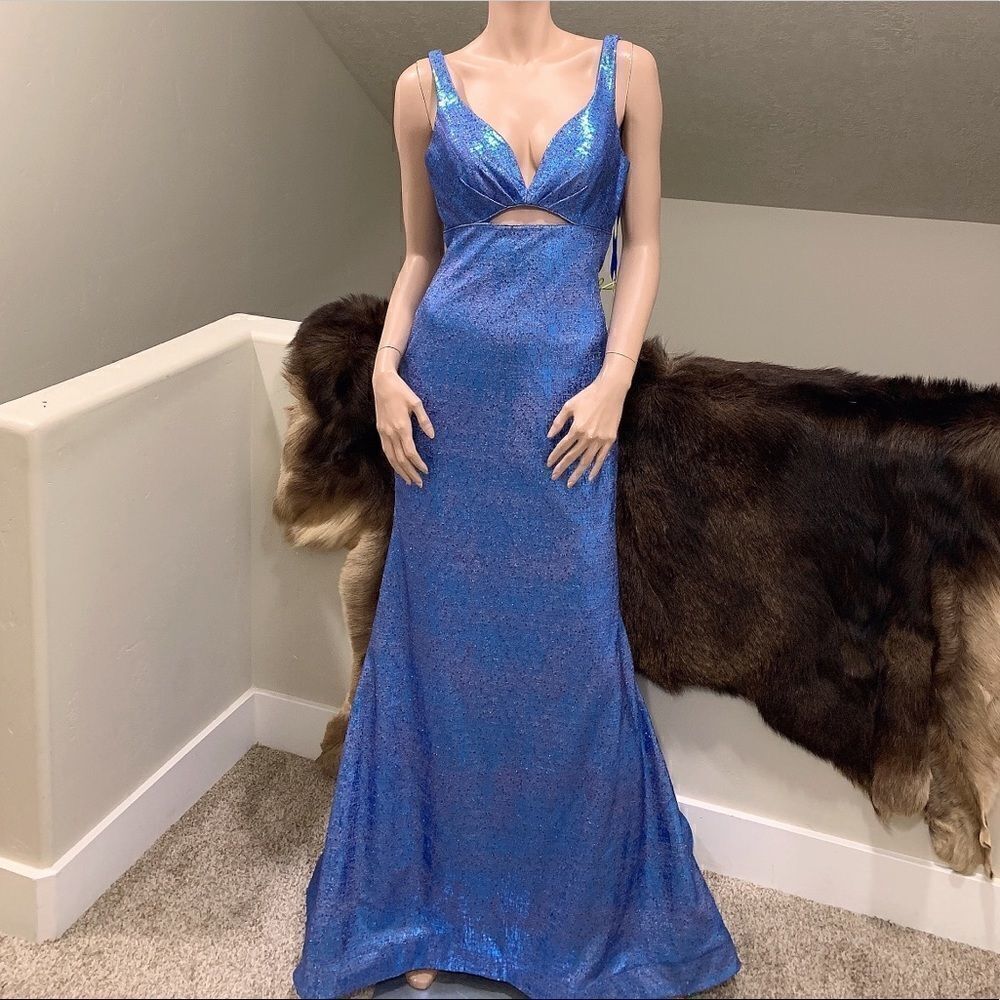 Shining Sexy Sleevelessv-Neck Sequins Glitter Mermaidgown